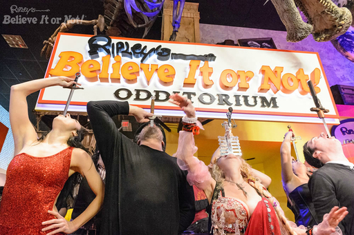 Sword swallowers at Ripley's Times Square.jpg